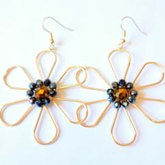 Aros Maxi flor azul