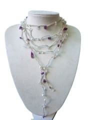 Collar tejido plateado amatista
