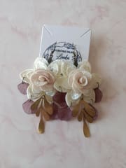 Aros pasamanería flor beige 2