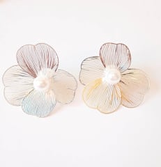 Aros flor perla plata