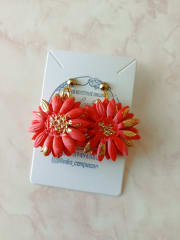 Aros Flor rojo y dorado LCC