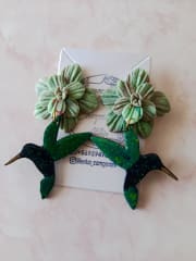 Aros colibrí flor verde