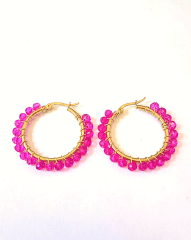 Aros argolla oro fucsia