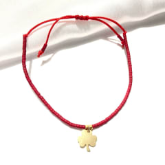 Pulsera roja trébol