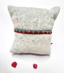 Pulsera triple Roja/turquesa telar