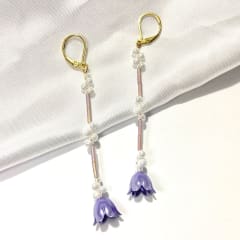Aros largos Flor morado XS