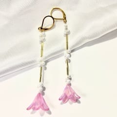 Aros largos Flor fucsia S