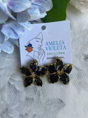 Mini flor negra dorado