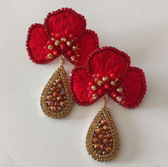 Aros Flor Orquídea rojo