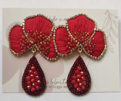 Aros Flor Orquídea rojo