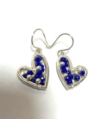 Aro mini corazón plata azul