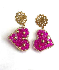 Aro corazón fucsia dorado