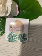 Mini flor turquesa blanco