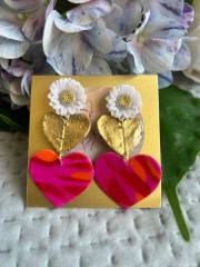 Aros Flor con doble corazón