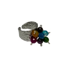 Anillo plateado piedras colores