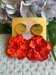 Aros Maxi flor naranja con colgante