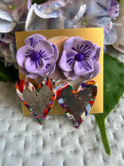 Aros flor y corazón estrambótico
