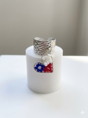 Anillo bandera chilena plateado