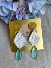 Tapiz blanco gota verde agua