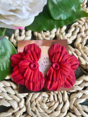 Maxi media flor rojo burdeo