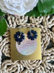 Flor azul argolla plata