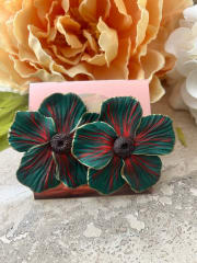 Maxi flor verde oscuro y rojo