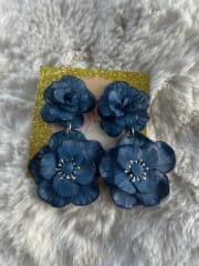 Aros doble flor azul traslúcida