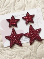 aros Estrella doble rojo oscuro