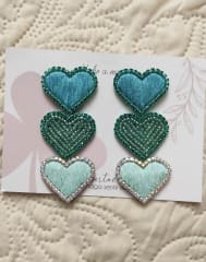 Aros Corazón triple turquesa