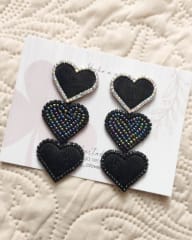 Aros Corazón triple negro y tornasol