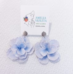 Aros Maxi Flor celeste porcelana