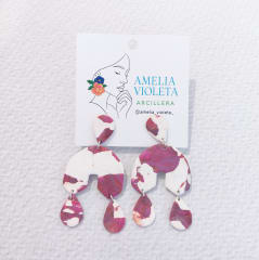 Aros blanco y rosa viejo grande