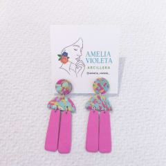 Aros Multicolor y fuccia mediano