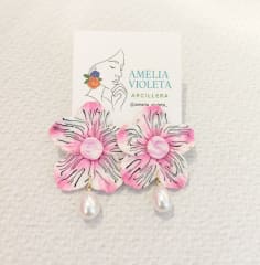 Aros Maxi flor con perla