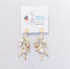 Aros Ramita blanco dorado