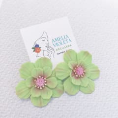 Aros Maxi flor verde manzana