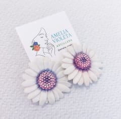 Aros Gerbera blanca lila