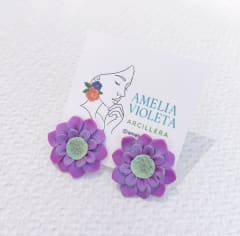 Aros Flor morada mini centro verde