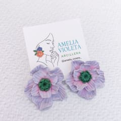 Aros Flor lila mediana centro verde