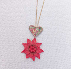 Collar Corazón florido colgante