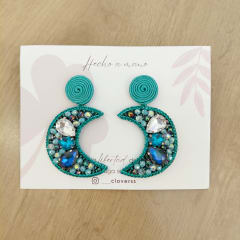 Aros Lunas grandes turquesas