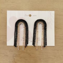 Aros Cascada grande negro dorado