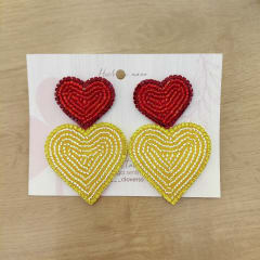 Aros Corazón doble grande rojo amarillo