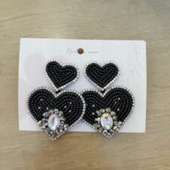 Aros Corazón doble grande negro