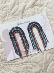 Aros Cascada grande lila y turquesa