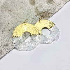 Aros Hortensia blanco brillante