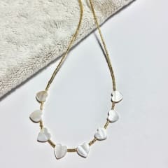 Collar Concha Corazón dorado 36 cm más alargue