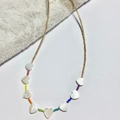 Collar Concha Corazón arcoíris 36 cm más alargue