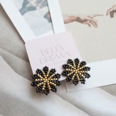 Aros Mónaco click negro y dorado