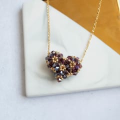 Collar Corazón 3D burdeo